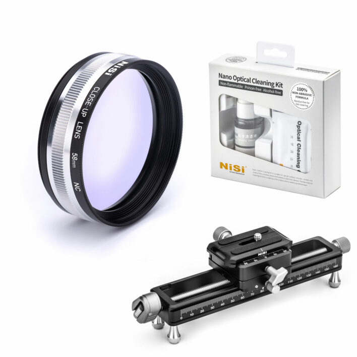 NiSi 58mm Close Up Bundle (58mm Close Up Lens, Macro Rail and Cleaning Kit) Close Up Lens | NiSi Filters New Zealand |