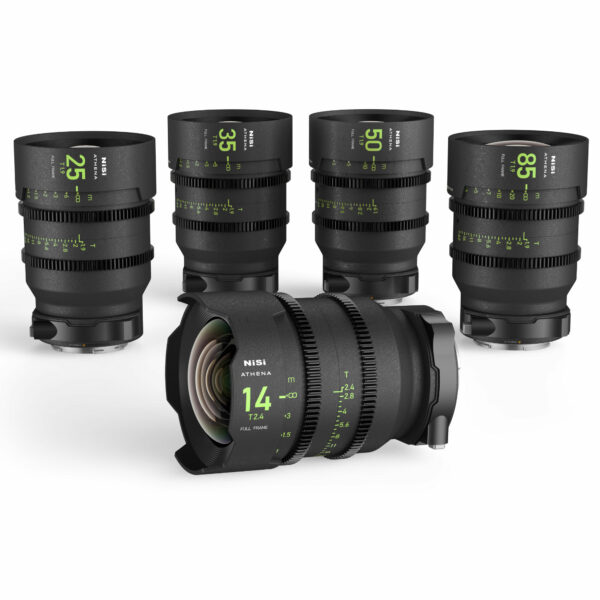 NiSi ATHENA PRIME Full Frame Cinema Lens Kit with 5 Lenses 14mm T2.4, 25mm T1.9, 35mm T1.9, 50mm T1.9, 85mm T1.9 + Hard Case (E Mount) E Mount | NiSi Filters New Zealand |
