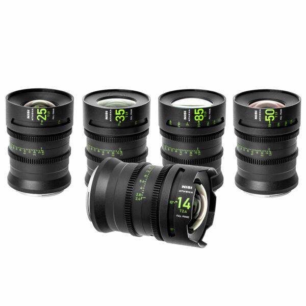 NiSi ATHENA PRIME Full Frame Cinema Lens Kit with 5 Lenses 14mm T2.4, 25mm T1.9, 35mm T1.9, 50mm T1.9, 85mm T1.9 + Hard Case (G Mount | No Drop In Filter) CREATIVE KIT (5 LENSES) | NiSi Filters New Zealand |