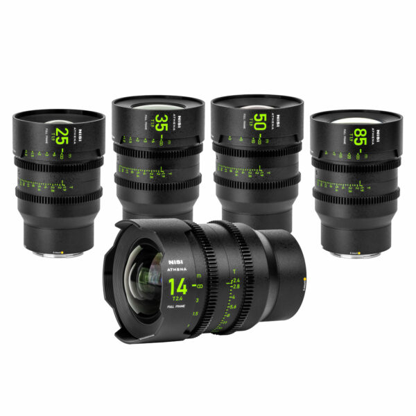 NiSi ATHENA PRIME Full Frame Cinema Lens Kit with 5 Lenses 14mm T2.4, 25mm T1.9, 35mm T1.9, 50mm T1.9, 85mm T1.9 + Hard Case (E Mount | No Drop In Filter) E Mount | NiSi Filters New Zealand |