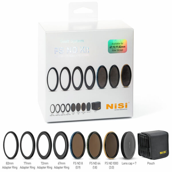 NiSi SWIFT FS ND Filter Kit with ND8 (3 Stop), ND64 (6 Stop) and ND1000 (10 Stop) for 67mm | 72mm | 77mm | 82mm Filter Threads + Case NiSi Circular Filters | NiSi Filters New Zealand |