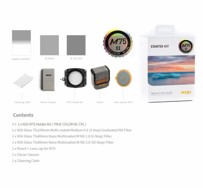 NiSi M75-II 75mm Starter Kit with True Color NC CPL M75 Kits | NiSi Filters New Zealand | 36