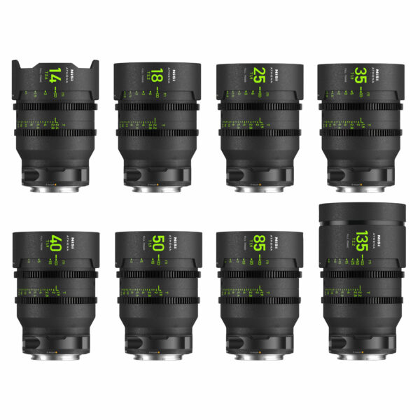 NiSi ATHENA PRIME Full Frame Cinema Lens MASTER Kit with 8 Lenses 14mm T2.4, 18mm T2.2, 25mm T1.9, 35mm T1.9, 40mm T1.9, 50mm T1.9, 85mm T1.9, 135mm T2.2 + Hard Case (E Mount) E Mount | NiSi Filters New Zealand |