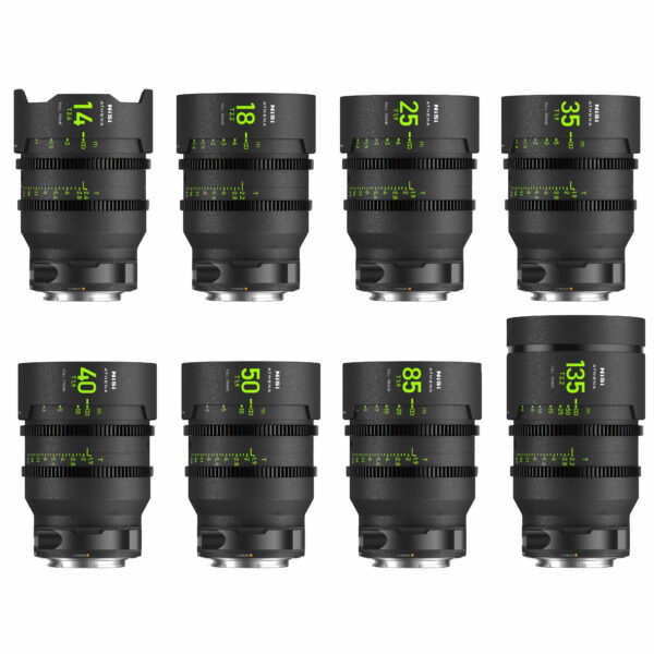 NiSi ATHENA PRIME Full Frame Cinema Lens MASTER Kit with 8 Lenses 14mm T2.4, 18mm T2.2, 25mm T1.9, 35mm T1.9, 40mm T1.9, 50mm T1.9, 85mm T1.9 135mm T2.2 + Hard Case (L Mount) L Mount | NiSi Filters New Zealand |