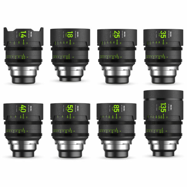 NiSi ATHENA PRIME Full Frame Cinema Lens MASTER Kit with 8 Lenses 14mm T2.4, 18mm T2.2, 25mm T1.9, 35mm T1.9, 40mm T1.9, 50mm T1.9, 85mm T1.9, 135mm T2.2 + Hard Case (PL Mount) MASTER KIT (8 LENSES) | NiSi Filters New Zealand |